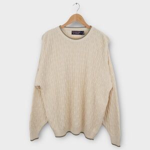 Vintage Roundtree & Yorke Cream Cable Knit Sweater Men’s Medium‎ Cotton USA